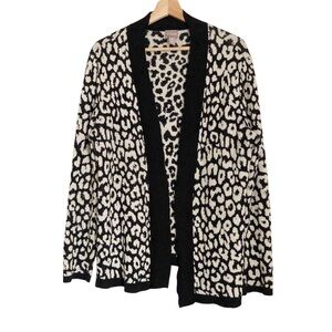 Chicos Leopard Print Open Front Cardigan Sz 2